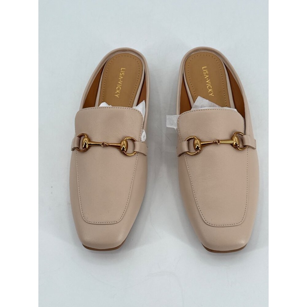 Lisa Vicky Slip OnMule  Loafers Nude Leather Square Toe Size 9 Womens - Picture 2 of 11